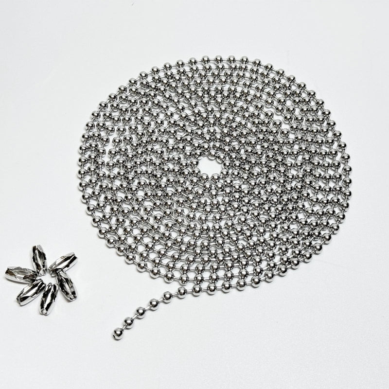 #10 Beaded Ball Chain 10 Feets 4.5mm Bead Chain Extender with 6 Pieces Connector Clasps for Plumbing, Crafts, Industrial Equipment Labeling Applications and Commercial Use (304 Stainless Steel) 4.5mm-10ft