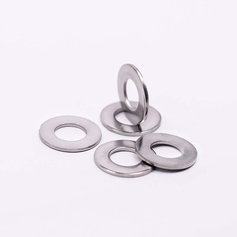 #6 Stainless Steel Flat Washer (0.16" ID, 0.39" OD), 304 Stainless Steel 18-8, Bright Finish, Pack of 100 6#