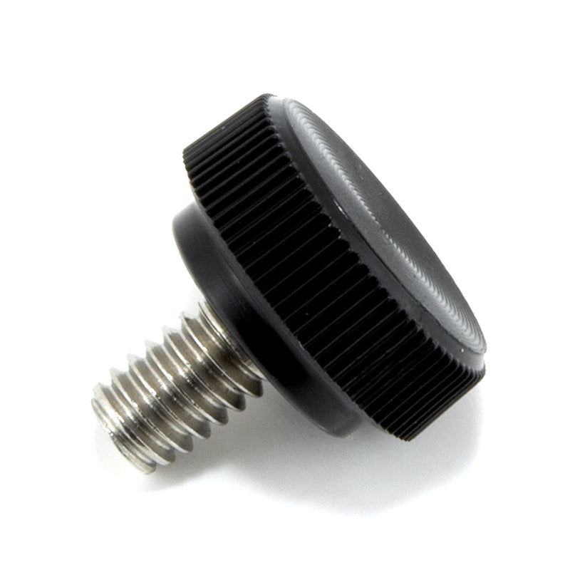 #8-32 x 1/4" Thumb Screw Stainless Steel - Black Knurled Round Plastic Knob - Standard/Coarse Thread Thumbscrew - Length: 0.250" - Proudly Built in USA - Package of (4) 4