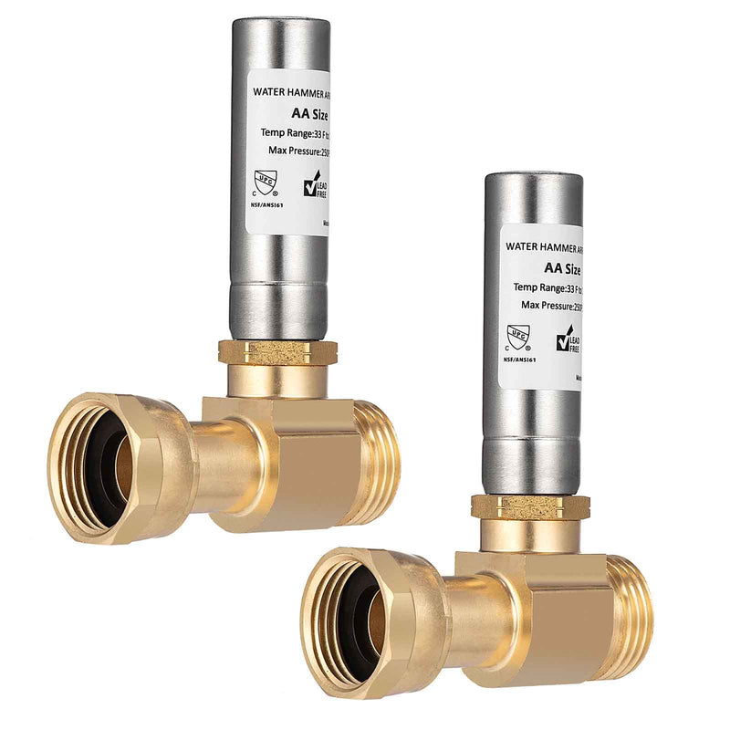 (2 Pack) Lidertik Water Hammer Arrestor Washing Machine 3/4 Absorb Shock and Reduce Noise Laundry Washer Knock Valve Garden Hose Air Inline Sink Dishwasher LI-Y241-11-11-S(2 PACK) S-Stainless steel-2 Pack