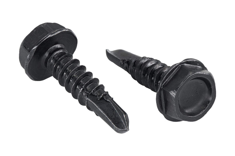 #8 x 1 in. Black Exterior Self Drilling Screws, Hex Washer Head (50 pcs) by Makers Bolt #8 x 1" (50 pcs)