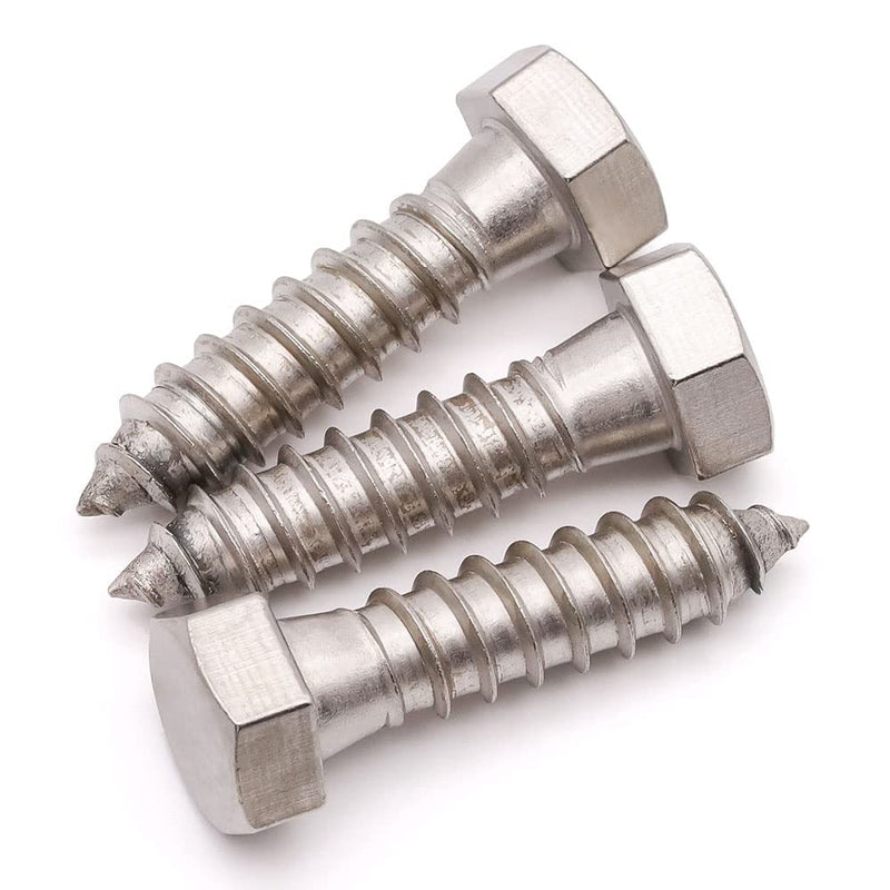 (10 PCS) 3/8 x 1-1/4" Stainless Steel Hex Lag Screws Bolts, 304 Stainless Steel Hexagon Head Lag Wood Screws, Full Thread, by RoyceMart 3/8 x 1-1/4" 10