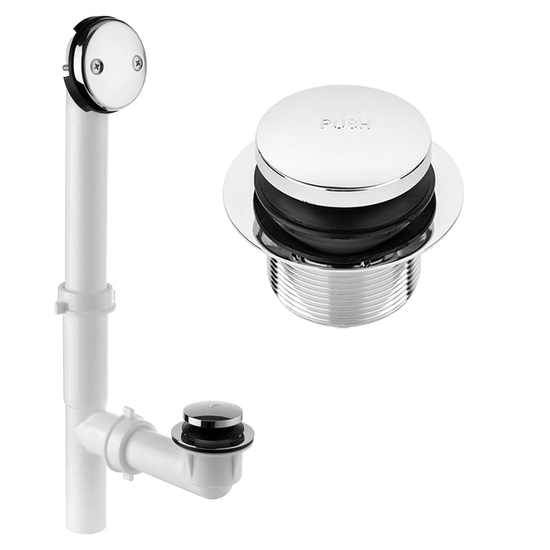 (1 Pack) Yariwiz 1-1/2" Polished Chrome Bathtub Tub Drain Kit Bath Waste Overflow Drain Tube Assembly with Touch-Toe Tub Drain Stopper and Overflow Faceplate Polished Chrome Style 5
