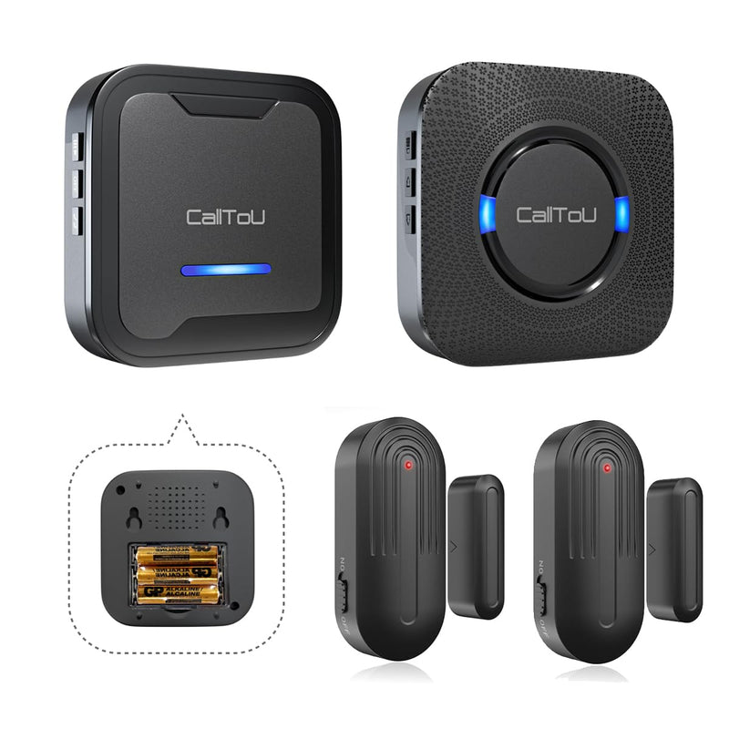 CallTou Door Alarms for Dementia, Wander Alert Door Alarm for Elderly Dementia /Patients/ Alzheimers, Wireless Door Chime Elderly Monitoring, Door Open Chime for Caregiver Home Care, Black