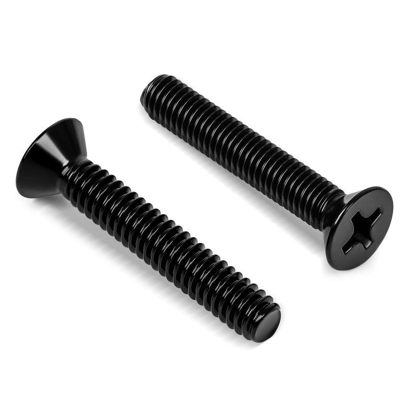 #8-32 x 1-1/2" Black Countersunk Flat Head Machine Screws, Electrical Outlet Screws, Full Thread, 304 Stainless Steel, Black Finish, 50 PCS #8-32 x 1-1/2"