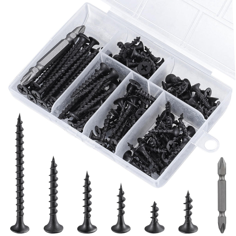 #6 Black Fastener Drywall Screws Kit-Phillips with coarse Threaded tip, Black, Suitable for Drywall Slate, Wood, etc. 1