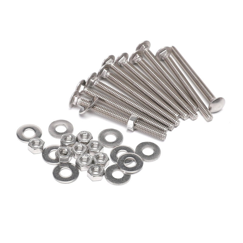 (10 Sets) 1/4-20 x 2-1/2" Carriage Bolts and Nuts Kit, Round Head Square Neck Screws, Stainless Steel 18-8 (304) 1/4-20 x 2-1/2(10 SETS)