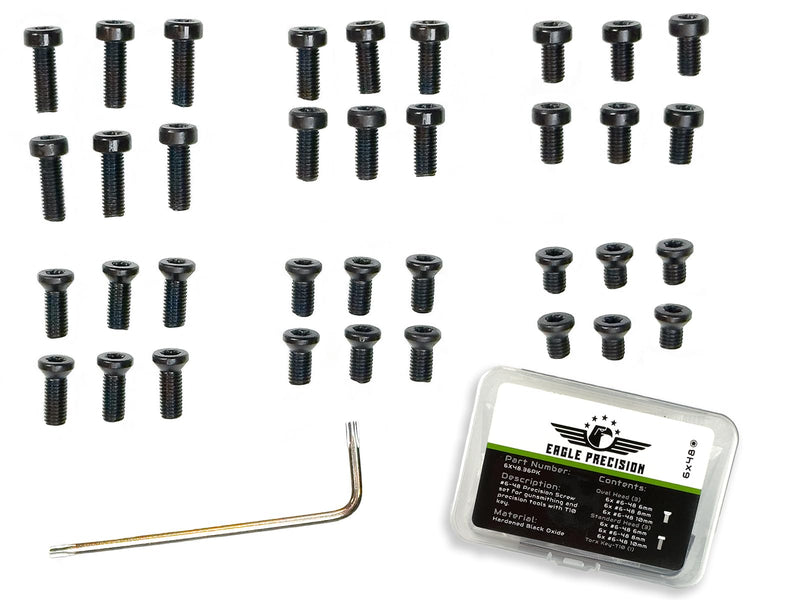 #6-48 Screw Set | 36 Pcs of 6-48 Screws: 6mm, 8mm, 10mm for Precision Tools, Plates, and Mounts | Includes Oval & Standard Heads, Torx Key