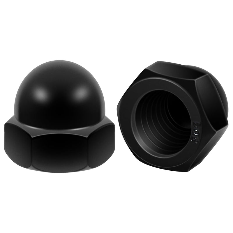 #8-32 Hex Head Acorn Cap Nuts, 304 Stainless Steel 18-8 Black Coating Acorn Nuts, Hex Drive, Black Finish, 50 PCS #8-32