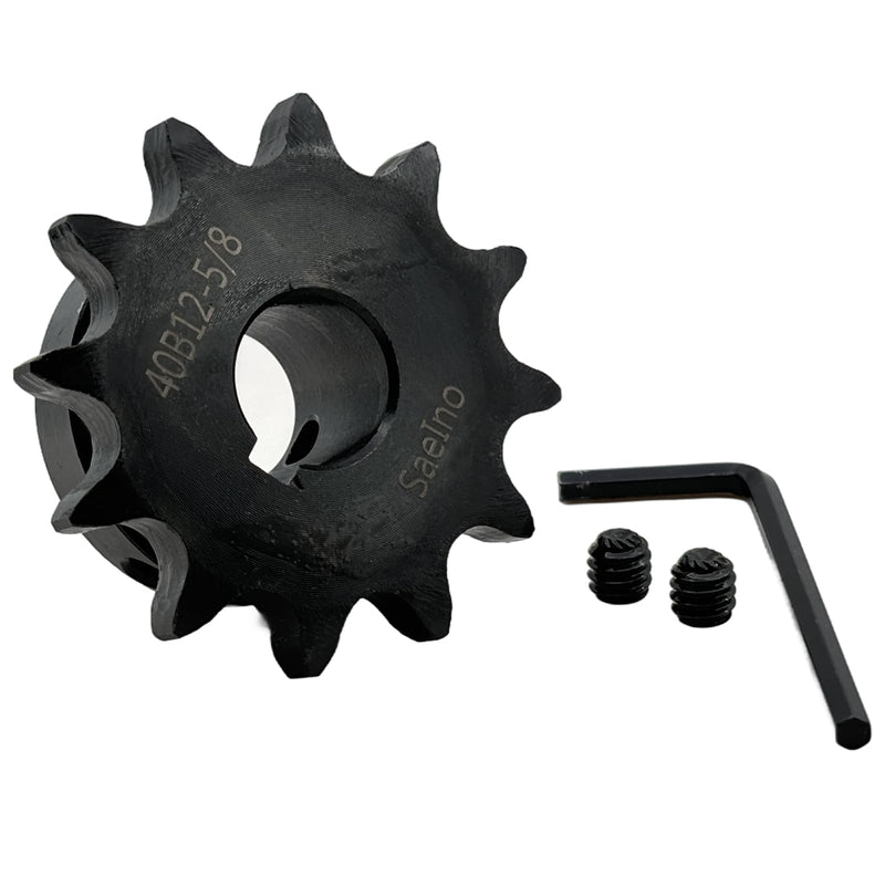 #40 Roller Chain Sprocket Type B 5/8 inch Bore 12 Tooth, Hardened Antirust 1045 Steel Drive Sprockets 40B12-5/8