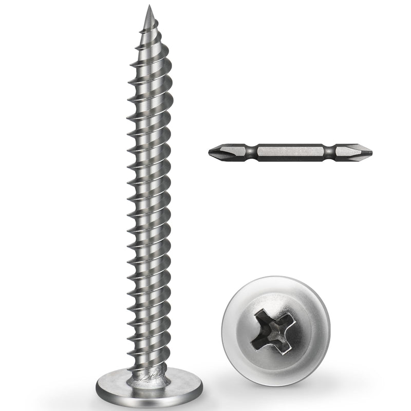 #8 x 1-1/2 Inch Wood Screws Phillips Modified Truss Head Stainelss Steel 410 Self Tapping Metal Screws,Silver(0.5Ib,60Pcs) 8 x 1-1/2" 0.5lb Box