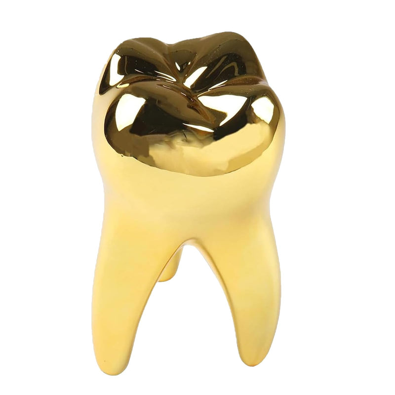 Dental Teeth Modle Handicrafts Ornaments Office Tooth Model Gift | Display Decoration Clinic Desktops ,Golden Tooth shape Golden