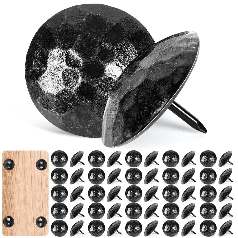50PCS Large Round Head Iron Clavos Hammered Decorative Nails Iron Antique Rustic Clavos Fasteners Ornamental Accent for Wood Doors Farmhouse Shutters Faux Beams Barn Gates (Black, 1.5 Inch)