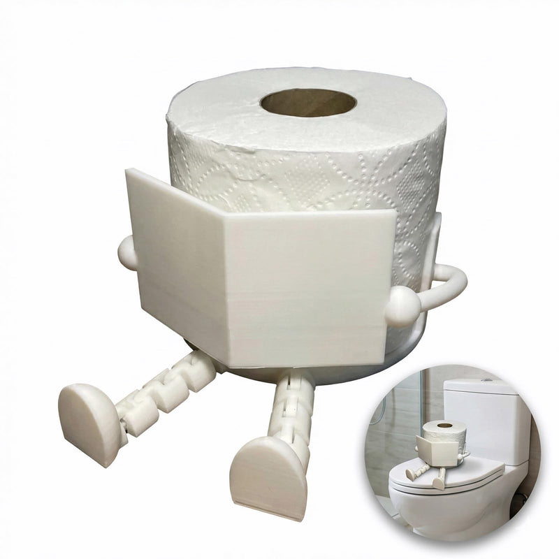 3D Printed Toilet Paper Holder - Creative Home Decor, Quirky Bathroom Ornament - White Plastic