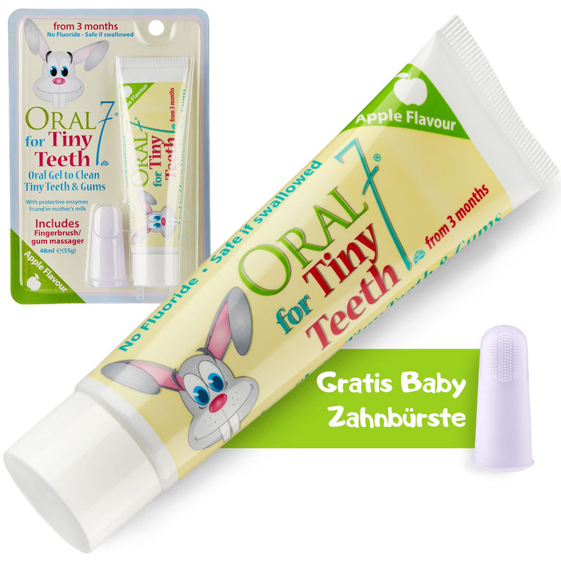 Oral7 Tiny Teeth. Baby Toothpaste With The Enzymes Of Breast Milk For Less Tooth Caries. With Free Fingerling. Toothpaste Baby With Great Apple Flavor. Toothpaste For Babies (6-24 Months) - NewNest Australia