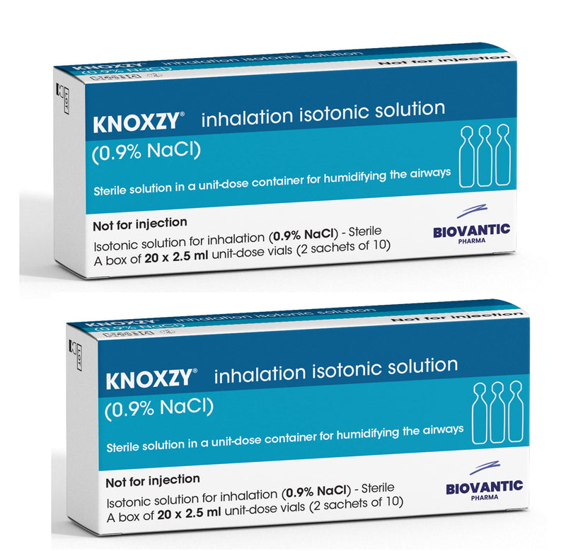 KNOXZY Sterile Isotonic Saline Solution 0.9% - Sodium Chloride NaCl - Inhalation Saline Solution for Humidifying The Airways – 20 X 2.5 ml Unit Dose Vials, Pharmaceutical Grade (Pack of 2) - NewNest Australia