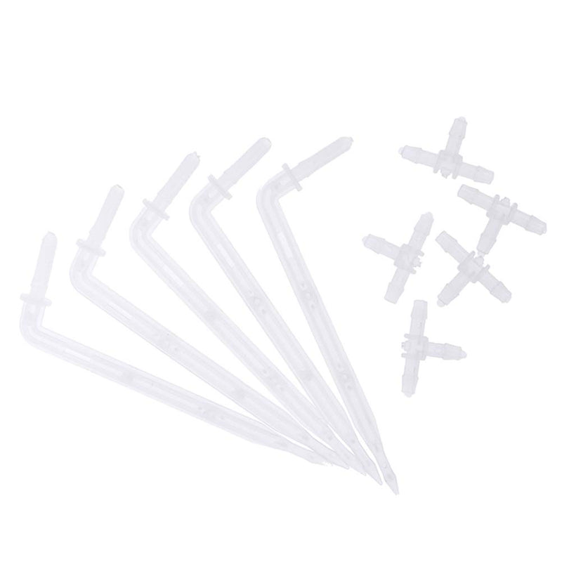 CoscosX 10 Sets White Drip Emitters with 3-Way Connector Curved Arrow Dripper Potted Plants Bend Sprinklers Garden Automatic Irrigation System for 4/7mm Hose Patio Watering Cooling Irrigation Kit - NewNest Australia