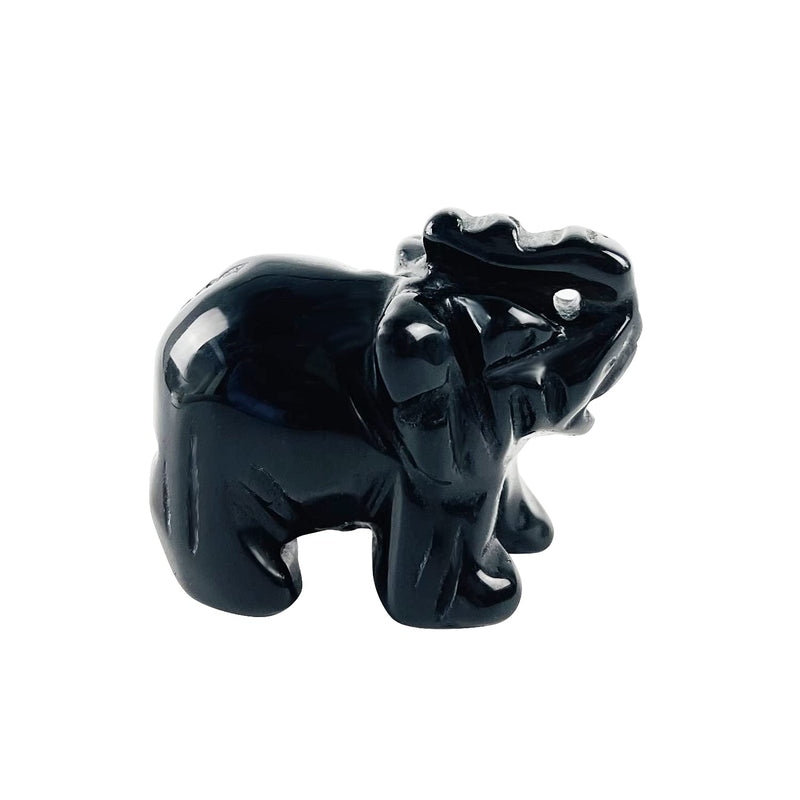 Spring.Rd Elephant Ornament Figurine Opalite Green Aventurine Crystal Gemstone Handcarved Reiki Energy Healing Crystal Stone Elephant Animal Statue Luck for Home Decor 1.5 inch(Obsidian) Obsidian - NewNest Australia
