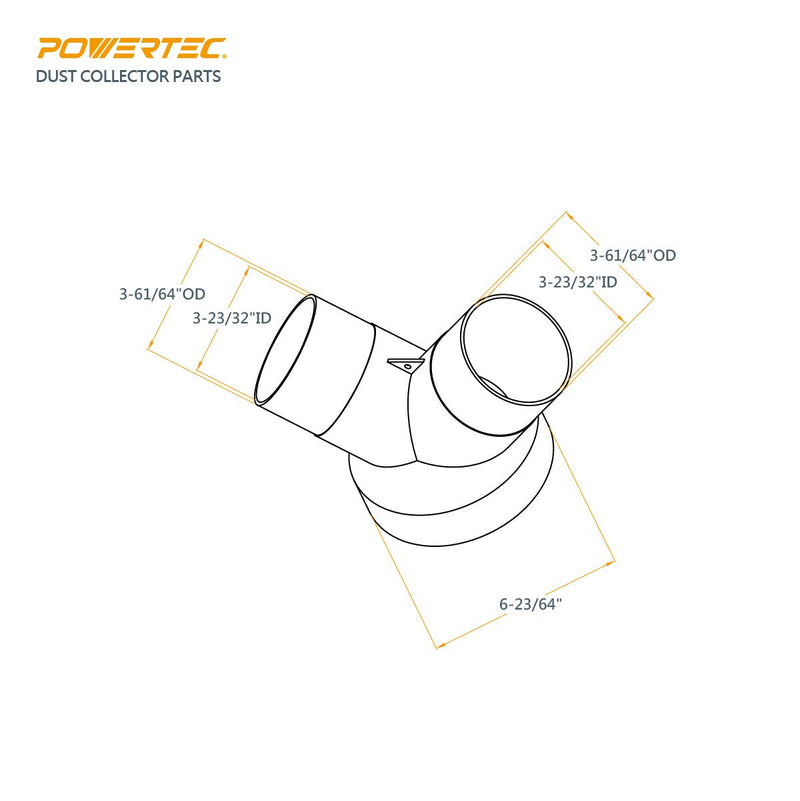 POWERTEC 70189 Y-Fitting, 6 x 4 x 4" - NewNest Australia