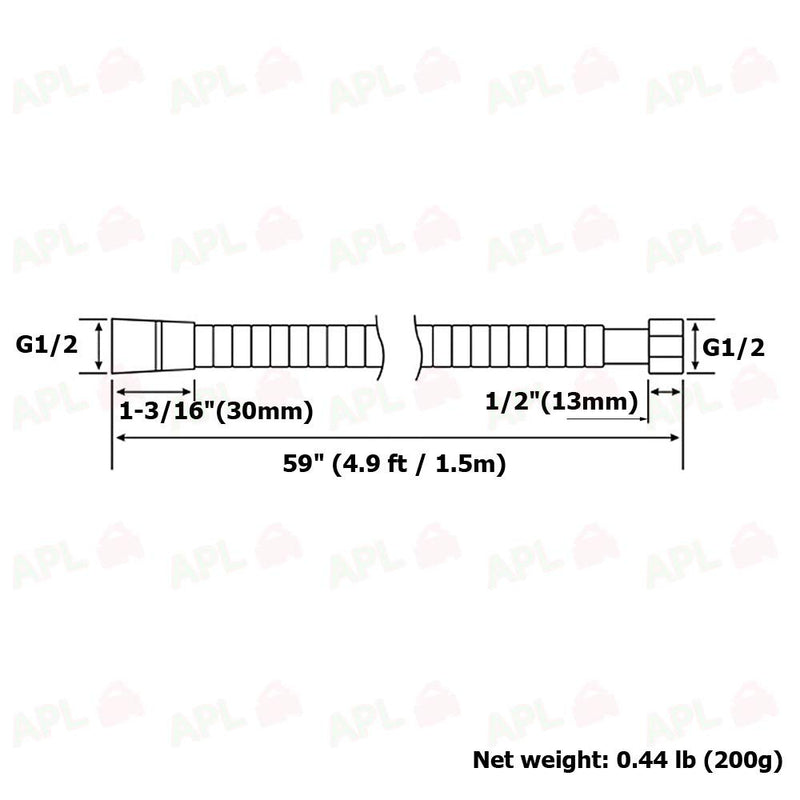 Flexible Shower Hose 59-Inch, APLusee Stainless Steel Replacement Shower Hose with Swivel Brass Adapter, for Shower Head/Bidet Handheld Sprayer Wand 4.9ft, Gold 59" (4.9 ft / 1.5m) - NewNest Australia