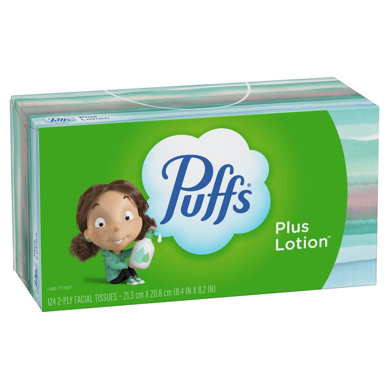 Puffs Plus Lotion Facial Tissues, 1 Family Box, 124 Tissues per Box - NewNest Australia