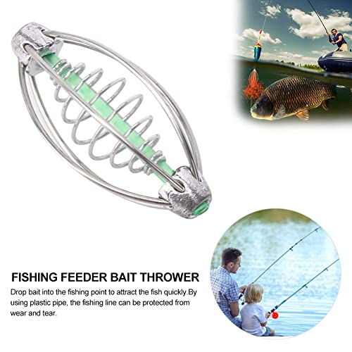 Vbest life 10PCS Fishing Bait Cage Stainless Steel Spring Fishing Feeder  Bait Thrower with Pendant Bead, Size S/M/L/XL Available(M 18g)