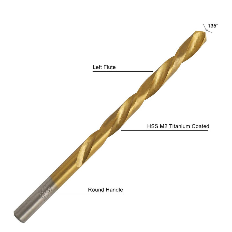 COMOWARE Left Hand Drill Bit Set, 13 Piece | M2 HSS with Titanium Nitride Coating | SAE (1/16" - 1/4") 13 pieces - NewNest Australia