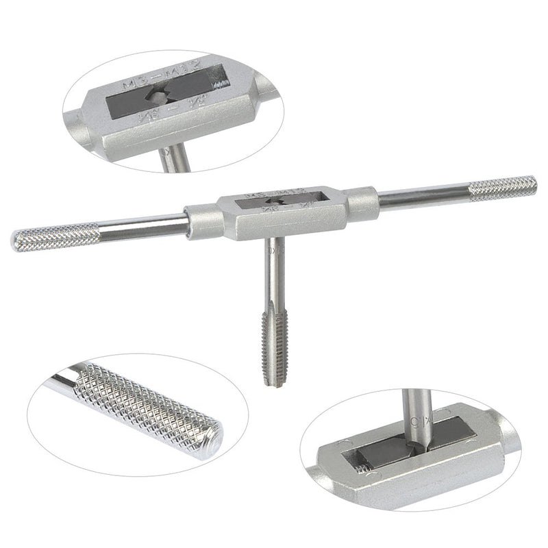 OFNMY 8PCS Tap Wrench Set, Metric Tap Set, Tap Machine Hand Screw Thread Taps Set Thread Metric Plug Tap Drill Bits Set M3 M4 M5 M6 M8 M10 M12 with Adjustable Tap Reamer Wrench Hardware Tool 1/16-1/2" - NewNest Australia