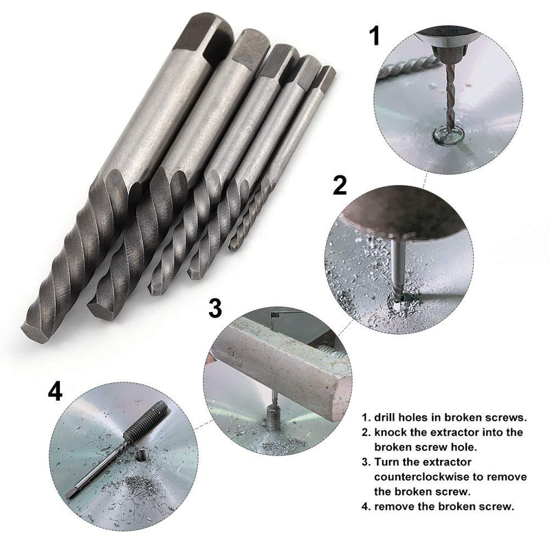 COMOWARE Screw Extractor & Left Hand Drill Bit Set- Broken Bolt Remover HSS M2, 10pcs with Metal Index Case - NewNest Australia