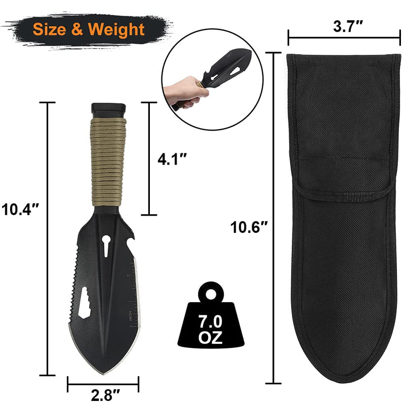 FLYEGO Backpacking Trowel Shovel, Hiking Camping Shovel Trowel, Handy Poop Trowel, Hand Shovel Trowel Ultralight, with Carrying Pouch, for Metal Detecting, Digging, Gardening, Outdoor Black - NewNest Australia