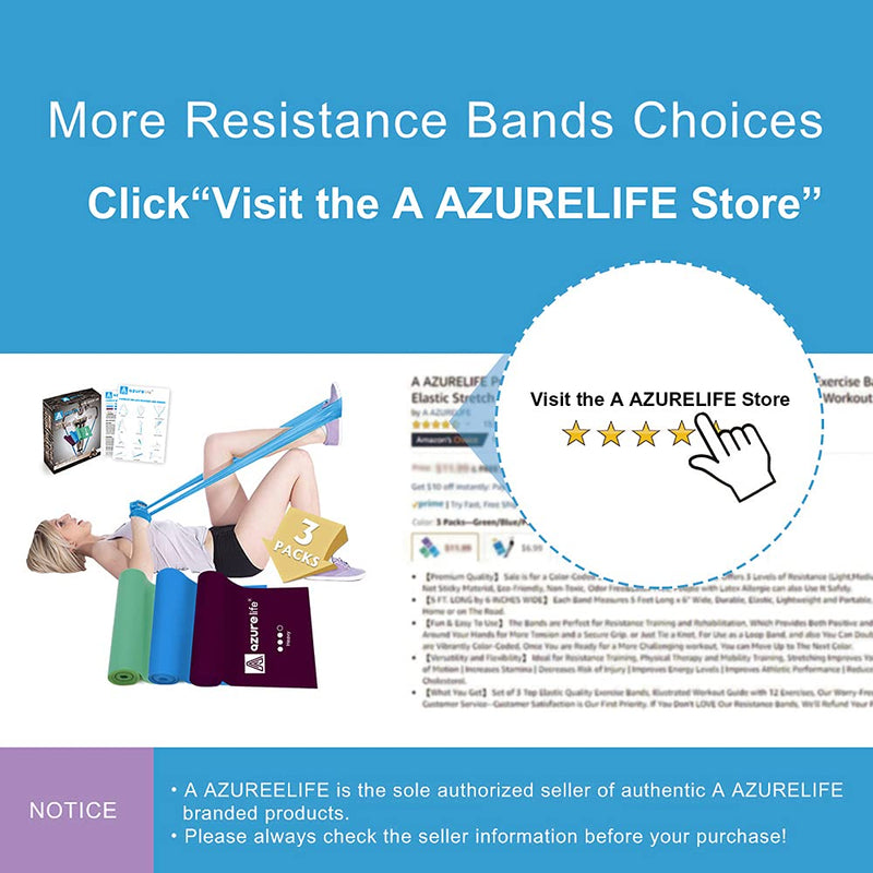 A AZURELIFE Resistance Bands, Professional Non-Latex Elastic Exercise Bands, 5 ft. Long Stretch Bands for PT, Yoga, Pilates, Rehab, at-Home or The Gym Workouts Assorted - NewNest Australia