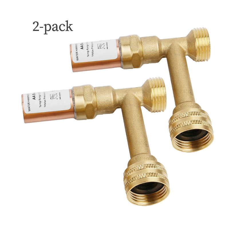 Watflow Water Hammer Arrestor, 2 Pack, Lead- Free Brass, 3/4"GHT Thread, Water Hammer Arrestor Washing Machine,Pressure reducer, Shock absorbtion - NewNest Australia