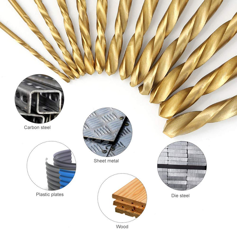 COMOWARE Left Hand Drill Bit Set, 13 Piece | M2 HSS with Titanium Nitride Coating | SAE (1/16" - 1/4") 13 pieces - NewNest Australia