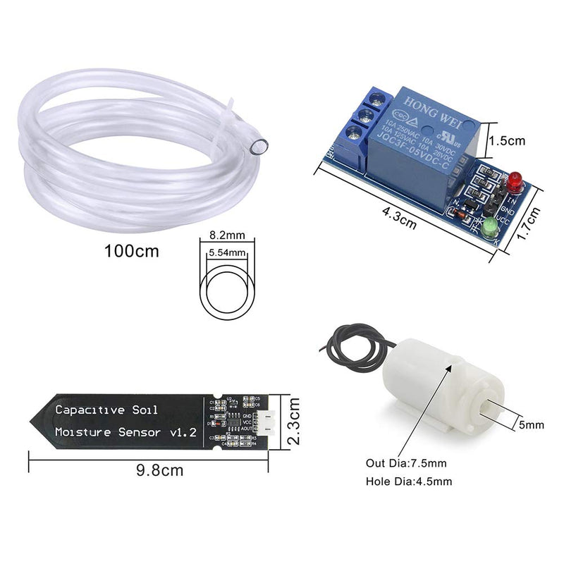 WayinTop Automatic Irrigation DIY Kit Self Watering System with Capacitive Soil Moisture Sensor 1 Channel 5V Relay Module and Water Pump + 1M Vinyl Tubing for Garden Plant Flower Herb Potted - NewNest Australia