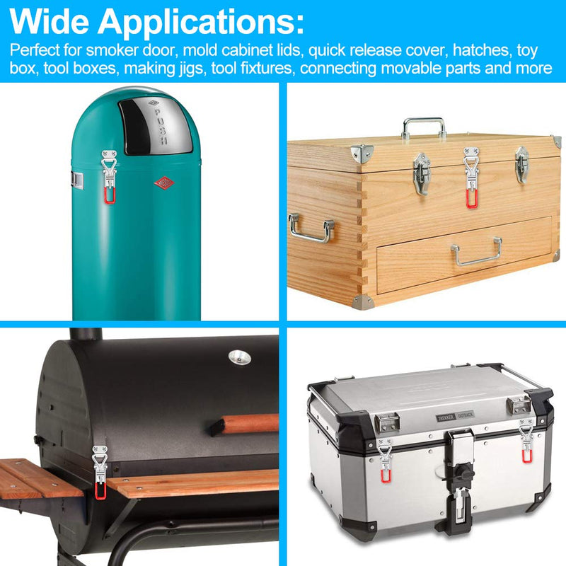 6 Pack Toggle Latch Clamp 4001, Adjustable Toggle Clamp Latch, Smoker Latch Clamps Heavy Duty Toggle Latches, 330Lbs Holding Capacity Pull Latch Clamp for Smoker Lid Jig, Tool Box Case (24PCS Screws) 4001-6PK - NewNest Australia