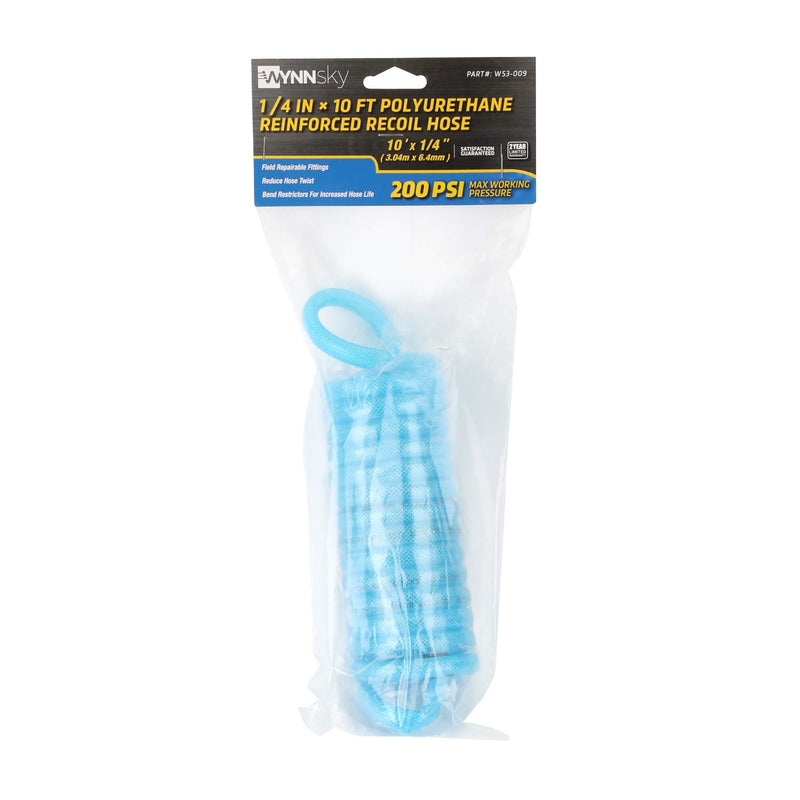 WYNNsky 1/4''×10ft Recoil PU Air Hose, Air Compressor Hose with Swivel Fittings and Bend Restrictors - NewNest Australia