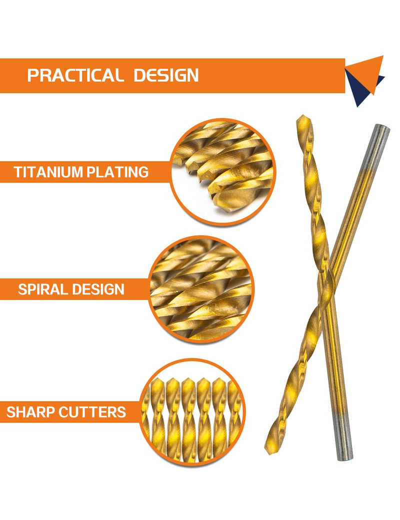 INTOO Mini Drill Bit Set 60 Pcs+12 Pcs Free High Speed Steel HSS Titanium Micro Drill Bits 3/64"-1/8" Metal,Plastic,Wood Drill Bit Sets Small Drill Bit. Random Delivery of New & Old Packaging. - NewNest Australia