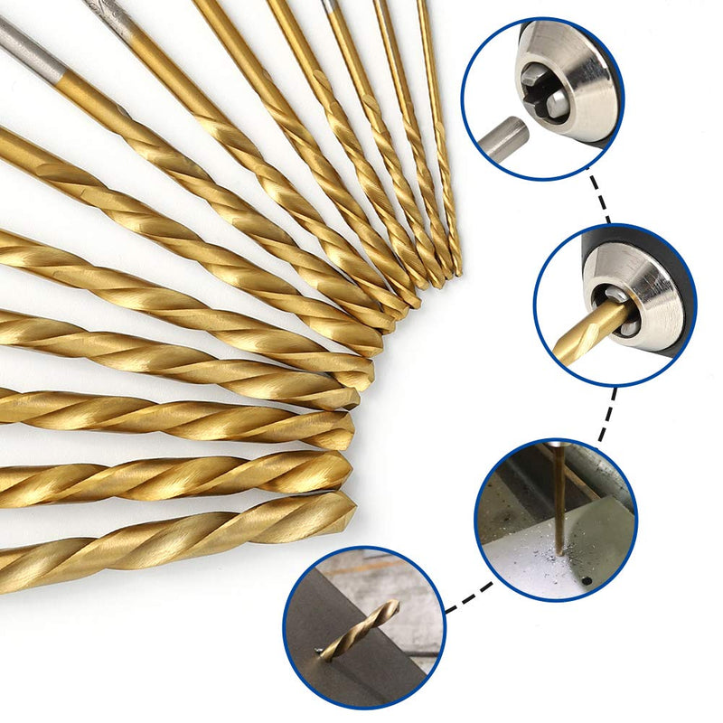 COMOWARE Left Hand Drill Bit Set, 13 Piece | M2 HSS with Titanium Nitride Coating | SAE (1/16" - 1/4") 13 pieces - NewNest Australia