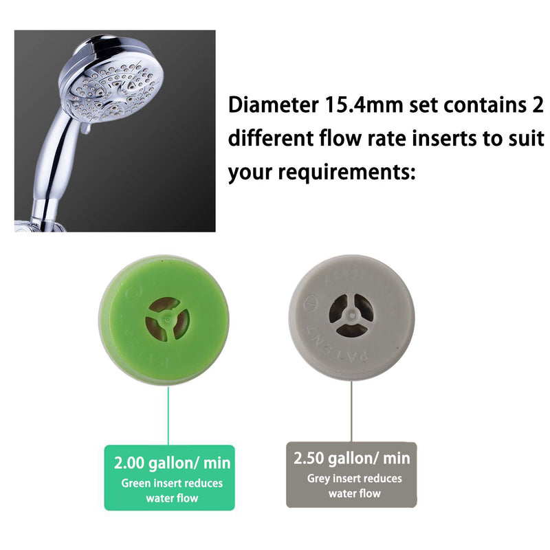 9 PCS Water Flow Restrictor 1.5/1.75/2.0/2.5/3.0 GPM Set, Shower Flow Control Valve Suitable for Fixed Shower Head or Handheld Shower with Holes Diameter of 0.606'', or 0.566'', or 0.496'' - NewNest Australia