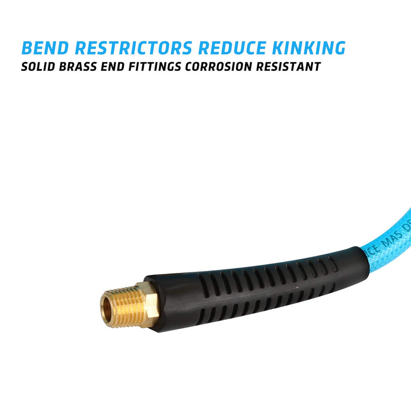 WYNNsky 1/4''×10ft Recoil PU Air Hose, Air Compressor Hose with Swivel Fittings and Bend Restrictors - NewNest Australia