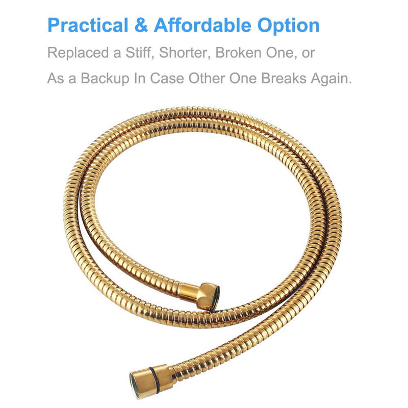 Flexible Shower Hose 59-Inch, APLusee Stainless Steel Replacement Shower Hose with Swivel Brass Adapter, for Shower Head/Bidet Handheld Sprayer Wand 4.9ft, Gold 59" (4.9 ft / 1.5m) - NewNest Australia