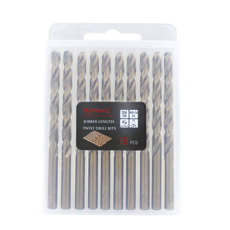 Hymnorq 7/32 Inch Fractional Size M35 Cobalt Steel Twist Drill Bit Set of 10pcs, Jobber Length and Straight Shank, Extremely Heat Resistant, for Drilling in Stainless Steel and Iron 7/32"(10pcs) - NewNest Australia