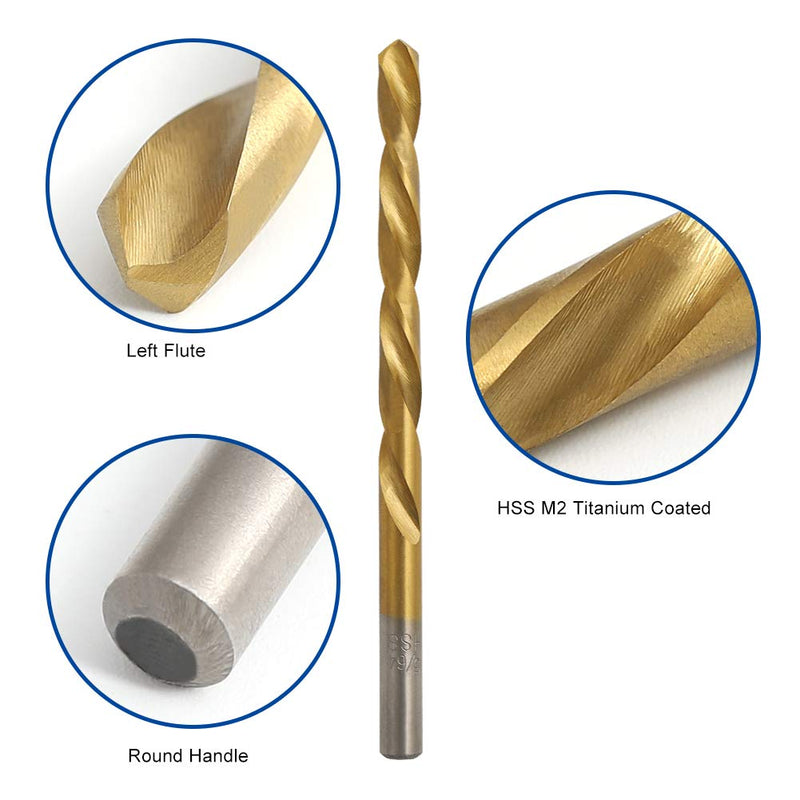 COMOWARE Left Hand Drill Bit Set, 13 Piece | M2 HSS with Titanium Nitride Coating | SAE (1/16" - 1/4") 13 pieces - NewNest Australia