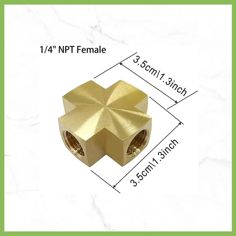 1/4 x 1/4 x 1/4 x 1/4 Inch NPT Female Thread Cross Pipe Fitting Barstock Cross 4 Way Connector Brass Pipe Fittings 1pack - NewNest Australia