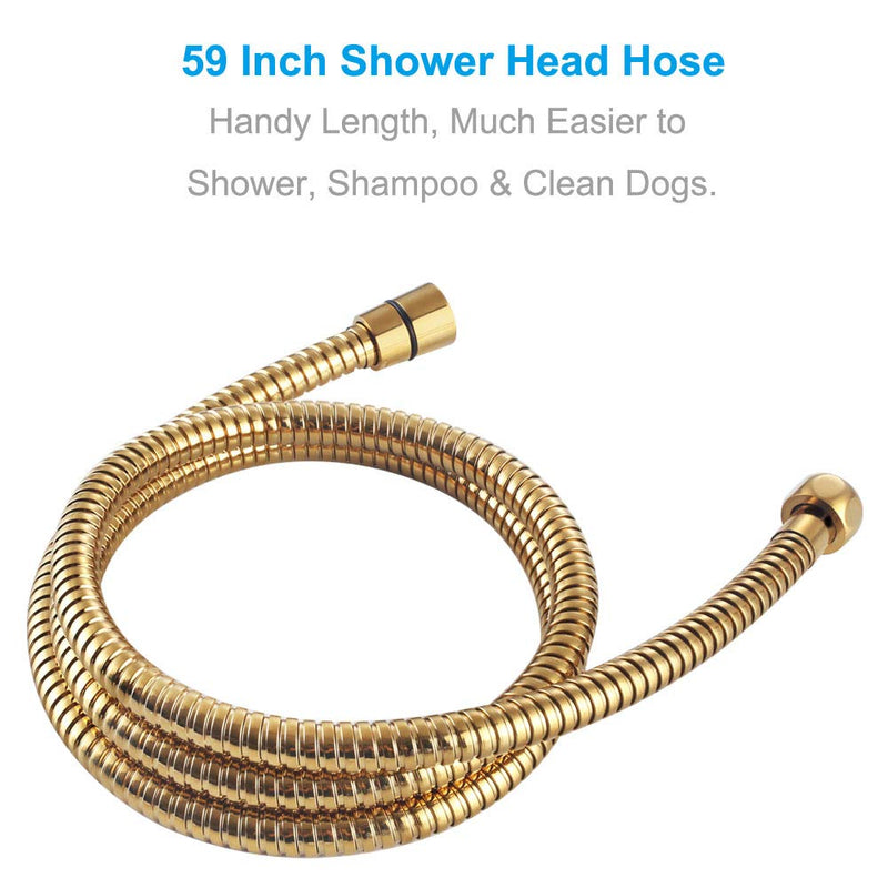 Flexible Shower Hose 59-Inch, APLusee Stainless Steel Replacement Shower Hose with Swivel Brass Adapter, for Shower Head/Bidet Handheld Sprayer Wand 4.9ft, Gold 59" (4.9 ft / 1.5m) - NewNest Australia