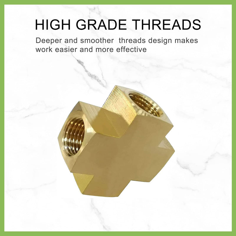 1/4 x 1/4 x 1/4 x 1/4 Inch NPT Female Thread Cross Pipe Fitting Barstock Cross 4 Way Connector Brass Pipe Fittings 1pack - NewNest Australia