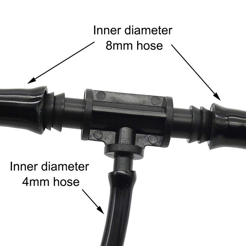 DGZZI Garden Hose Reducing Tee Barb Connector 10PCS Black 3/8 Inch to 1/4 Inch Greenhouse Drip Irrigation Water Splitter for 4 mm Drip Hose - NewNest Australia