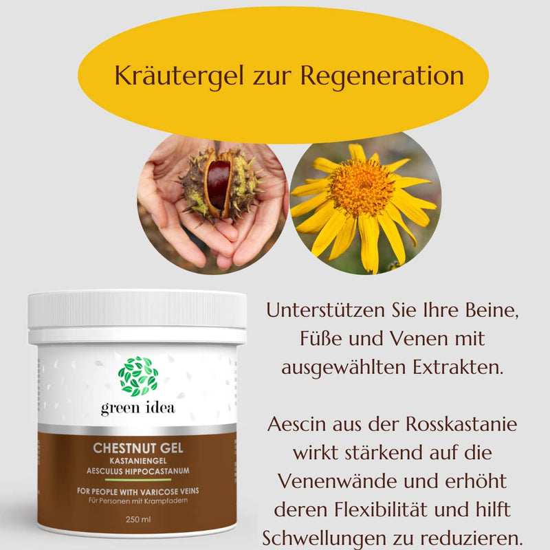 Green Idea - Horse Chestnut Massage Gel Against Varicose Veins - Horse Chestnut Gel And Arnica - For Varicose Veins And Hemeroids - Healthy Veins - 250 Ml (250) - NewNest Australia