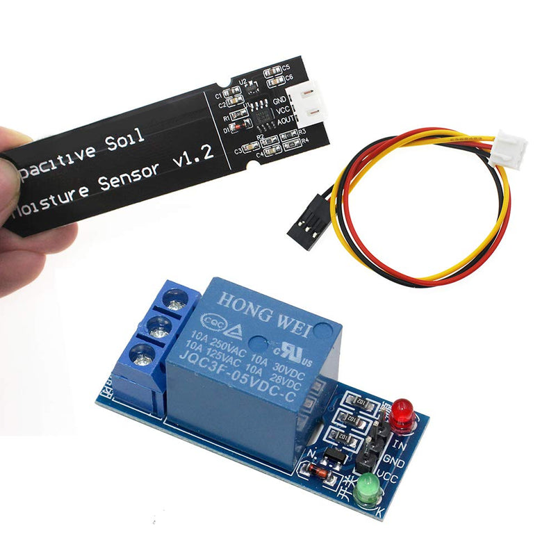 WayinTop Automatic Irrigation DIY Kit Self Watering System with Capacitive Soil Moisture Sensor 1 Channel 5V Relay Module and Water Pump + 1M Vinyl Tubing for Garden Plant Flower Herb Potted - NewNest Australia