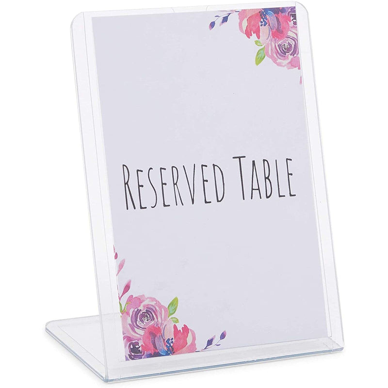 Clear Slant Back Acrylic Sign Holder, Vertical Display Stand (5 x 7 in